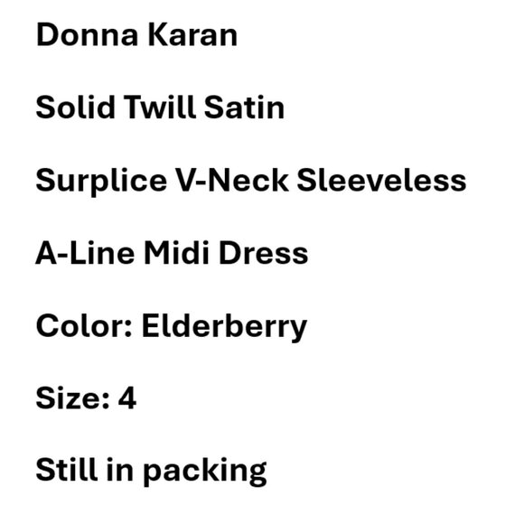 Midi Dress, Donna Karan, Solid Twill Satin Surplice, Still in packing - Picture 2 of 5